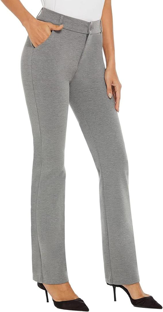 iChosy Women's Ease into Comfort Barely Bootcut Stretch Dress Pants (Gray)