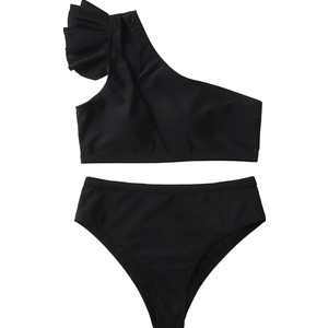 Girls Bathing Suit Size 10-12 Years Old Black UPF50+ 2-Piece Ruffle Swimsuit Sets for Pool