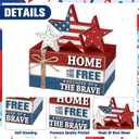 Geelin 4 Pcs 4th of July Wooden Book Stack Sign Decor, 250th Anniversary Patriotic Red White Blue USA Tabletop Decoration with Star Design, Rustic Farmhouse Tiered Tray Decor for Home Office Desk