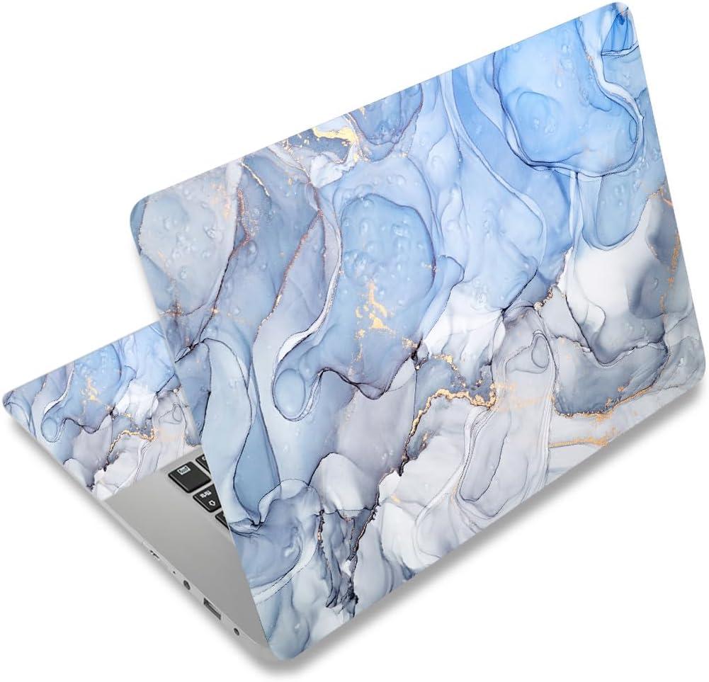 Laptop Decal Sticker Skin Cover, 11.612" 13" 13.3" 14" 15" 15.4" 15.6 inch Laptop Netbook Vinyl Skin Sticker Cover Art Notebook PC Protector (2 Wrist Pad Included), Removable Reusable, Blue Marble