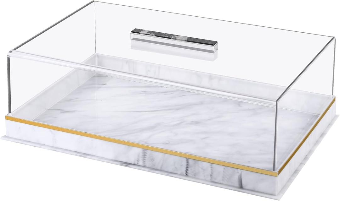 Acrylic Rectangular Cake Tray, 15"x9"x4.7"Cake Stand Plate with Clear Cover Lid, Multifunctional Pastry Serving Tray, Dessert Holder Tray, Rectangle Cake Platter with Lid for Party, Home, Kitchen