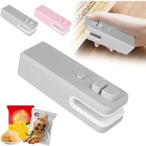 Mini Bag Sealer, 2024 New 2 in 1 Bag Sealer and Cutter, Rechargeable Mini Sealing Machine Heat Seal Tool, Magnetic Bag Sealing Machine, Portable Vacuum Food Sealer for Plastic Bags Snack Bags (Gray)