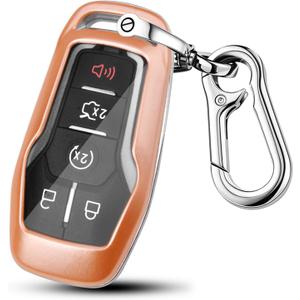QBUC for Ford Key fob Cover,ABS Plastic Car Key Case Protector with Keychain Compatible with with Ford Fusion F-150 Edge Explorer Mustang Lincoln MKZ MKC 4/5 Buttons Smart Key(Pink)