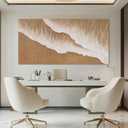 ZENPEE Brown Canvas Wall Art and White Ocean Unique Wall Decor Posters, Wall Hanging Decor for Dining Room or Living Room, 24" x 48"