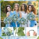 Tigeen 12 Bundles Peonies Artificial Flowers Faux Roses Silk Flowers Hydrangea Artificial Bouquet for Wedding Table Centerpiece Floral Vase Home Office Bridal Decor (Mist Blue)
