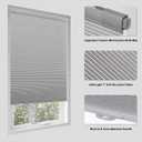 Tonature No Drill Cellular Shades for Indoor Windows, Thermal Insulating & Noise Reducing Honeycomb Blinds, Cordless Free Stop Blinds Light Filtering, Grey,30 1/2" W x 64" H