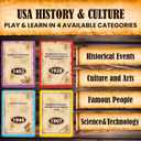 QUOKKA USA History & Personality Board Card Game - Istoria 500 Trivia Cards Double-Sided Deck - Fun Educational Trivia Games for Adults, Friends & Family Night - Ages 15+