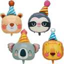 Lion Bear Koala Sloth Foil Animal Balloons Kids Baby Shower Birthday Party Supplies Children Jungle Themed Decorations Woodland Safari Animal Balloons 4Pcs