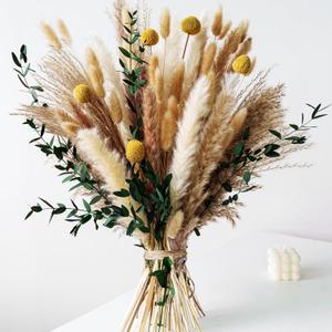 Boho Dried Flowers Bouquet Olive Green Wall Decor, Pampas Grass Bouquet, Rustic Flower Arrangement, Moody Office & Bedroom Decor, DIY Home Vase Filler, Farmhouse Floral, Boho Wedding Bouquet