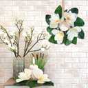 4 Pcs Artificial Magnolia Wreaths for Front Door Mini Floral Hanging Wreath for Pillar Porch Wall Window Farmhouse All Seasons Decoration