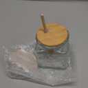 ANSQU Honey Pot, Airtight Glass Honey Jar with Bamboo Lid and Dipper Stick, Honey Container for Storing Syrup Jam Mason Jar for Home Kitchen, 17oz (Square Sunflower,1 Pack)