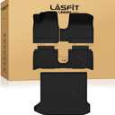 LASFIT Floor Mats & Cargo Mats Fits for Hyundai Ioniq 5 2025 2024 2023 2022 Movable Console (Limited Models), All Weather TPE Custom Fit Floor Liners for 1st and 2nd Rows Car Mats & Trunk Mats, Black