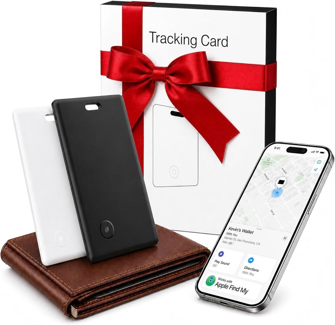 Wallet Tracker:2026 Tracker Card for iPhone & Apple Find My - Card Locator (2-Pack) for Keys, Wallet, & Bags, Long-Lasting Battery, Lost Mode & Alerts