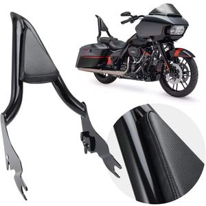 One-Piece Black Sissy Bar, Detachable Passenger Backrest Rear Pad Compatible with Harley CVO Road Glide Street Touring Road King 2009-2021 18 Inches