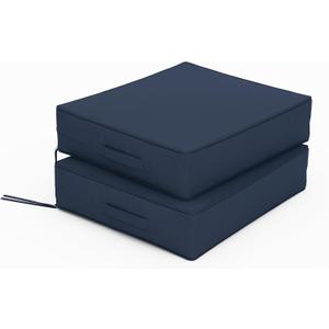 Patio Chair Cushions 18.5 X 16 X 4 Inch Waterproof Outdoor Seat Cushions for Patio Furniture, Outdoor Sofa Couch Pads with Ties & Handle, Set of 2, Navy Blue