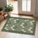 Front Door Mat Outside Entrance - 2x3 Floral Non-Slip Washable Doormat Indoor Outdoor Door Mat Spring Sage Green Floral Entry Rug Small Throw Rugs for Entryway Kitchen Front Porch Decor