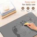 AWW Stone Bath Mat, Diatomaceous Earth, Cat Pattern, Grey, 23.6" x 15.5"