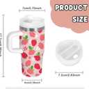 Strawberry Gifts for Girls - 14oz Pink Kids Strawberry Tumbler with Handle and Straw, Stainless Steel Insulated Water Cup, for School, Travel - Strawberries Themed Children Birthday Gift Cup(1pc)