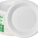 Vplus 125 Pack 6 inch Paper Plates 100% Compostable, Heavy-Duty Disposable Paper Plates Bagasse Natural Biodegradable Eco-Friendly SugarcaneWhite