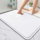 OLANLY Thick Memory Foam Bath Mat Rug 36x24, Extra Soft Absorbent Bathroom Rug, Quick Dry Bath Mats, Non-Slip, Machine Washable Carpet for Bathroom, Tub and Shower, Home Decor Accessories, White