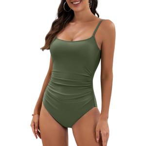 Eomenie Women's One Piece Swimsuits Tummy Control Ruched Bathing Suit 1 Piece Swimwear (Medium, Army Green) Eomenie Women's One Piece Swimsuits Tummy Control Ruched Bathing Suit 1 Piece Swimwear (Medium, Army Green)
