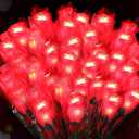 24 Pcs Rose Flower Lights Red Artificial Valentine's Day Glowing Light up Rose Single Stem Realistic Faux Silk Flower Bouquet for Valentine Wedding Birthday Bridal Shower Decor