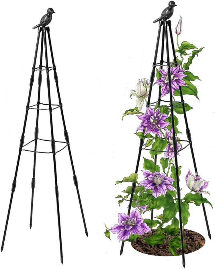 Garden Trellis,Plant Support for Climbing Plants, 1 Pack Plant Trellis Support for Climbing Vine, 63" Plant Support Tower Cages Plastic Coated Metal Pipe Supports for Outdoor Indoor, Tomato cage