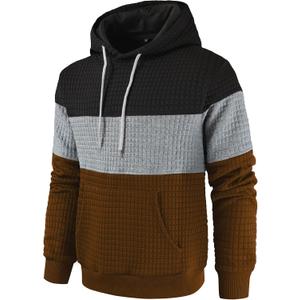 Women's Waffle Color Block Pullover Sweatshirts Hoodies Drawstring Hooded Sweatshirt for Women Trendy (XS)