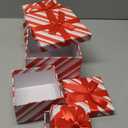 Zhanmai 8 Pcs Christmas Nesting Boxes Stackable Gift Boxes with Lids for Present Candy Cane Red White Green Christmas Boxes for Gifts Giving Holiday Decorative Present Wrapping (Red White, Square)