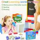 Word Spelling Games, Matching Letter Game for Kids, 20 Wooden Alphabet Blocks with 54 Flashcards, Preschool Learning Activities Toys, Montessori Educational Toys Gifts for Kids Ages 3-8