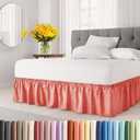 Wrap Around Dust Ruffle Bed Skirt - Coral - for Full Size Beds with 12 Inch Drop - Easy Fit Elastic Strap - Adjustable Pleated Bedskirt w/Brushed Fabric - Wrinkle Free - for Women, Men, Kids & Teens
