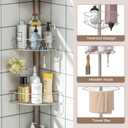 Urackify Corner Shower Caddy Tension Pole, 4 Tier Adjustable Bathroom Organizer Shelves, Shower Storage With Hidden Hook & Towel Holder,63.7-119 Inch No-Drill Quick Installation Shower Rack,Sliver