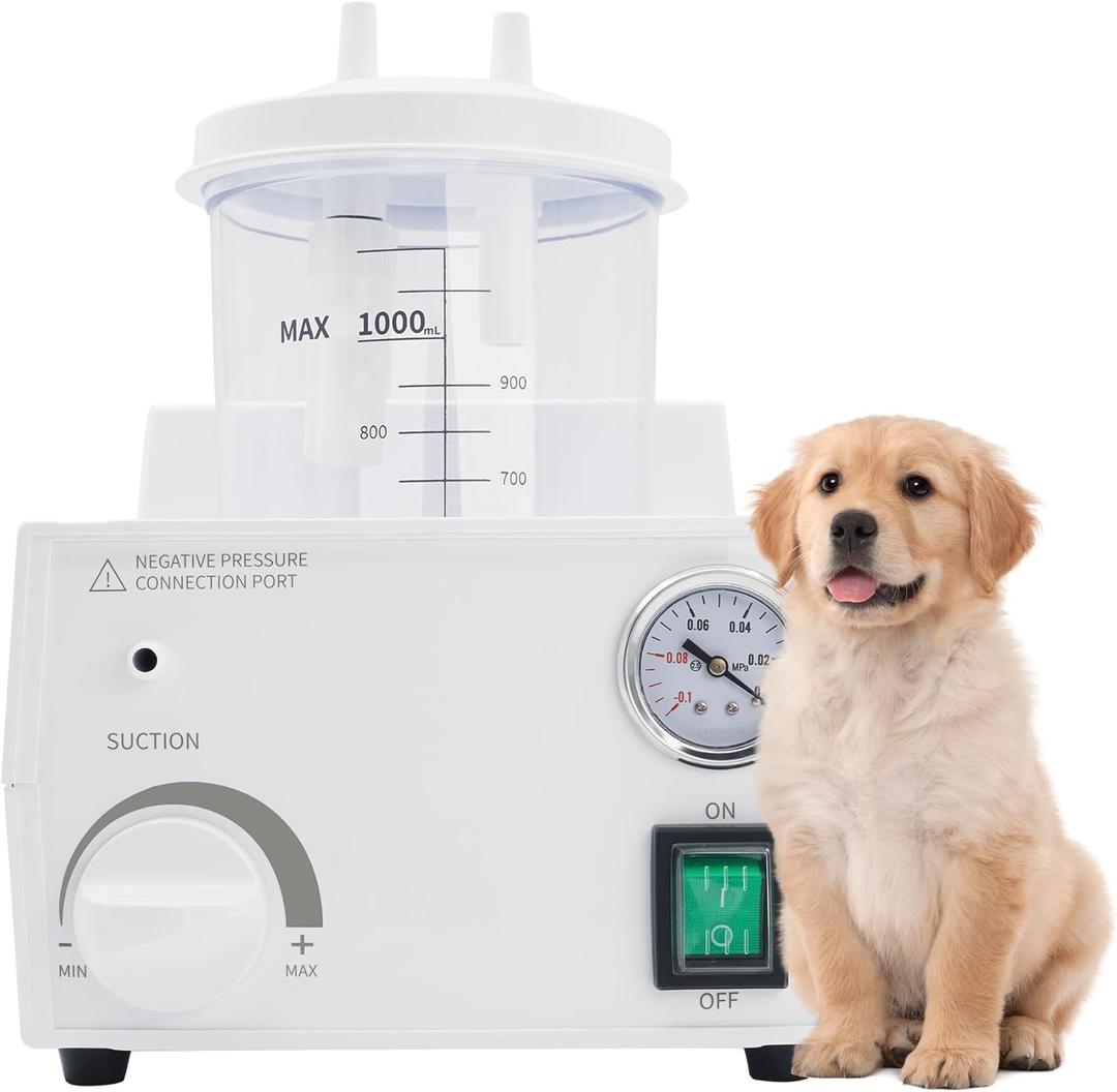 Portable Veterinary Suction Machine for Home Use with 1000ml Capacity, 110V Electric Suction Machine with Adjustable Power, Low Noise