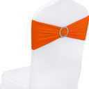 Peomeise 25pcs Orange Spandex Chair Sashes with Buckle Slider for Wedding, Party Decoration