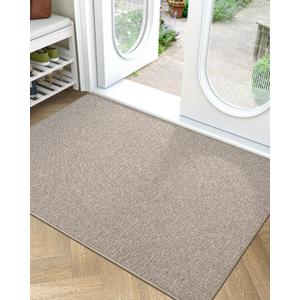 LUMI Large Indoor Door Mat, Ultra Thin Door Mat Indoor Non Slip Rubber Backing, Easy Clean Low Profile Door Mats for Inside House, Patio, Beige 36"x59"