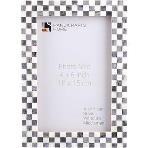 Handicrafts Home Picture Frames - Chic Boho Wall Dcor Photo Frame, Grey-White 4" x 6" (Checked Grey White-0.75)