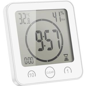 AOZBZ Shower Wall Clock, Digital Kitchen Timer with Alarm, Waterproof Touch Screen Timer, Temperature Humidity Display with Suction Cup Hanging Hole (White)