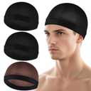 2Pcs Wave Cap Silky Satin Sleeping Shower Caps Soft Breathable Hair Wrap Hair Bonnet Elastic Band Caps for Sleep Unisex Beanie Cap Beanies Hats Shower for Men Women Athletes Hip-hop Lovers