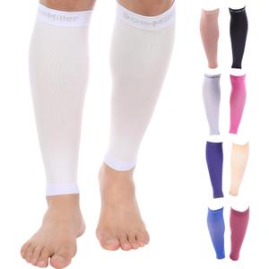 Doc Miller Compression Calf Sleeve for Men & Women, Premium Medical Grade, 15-20mmHg Graduated Support for Running, Calf Tear, Shin Splints, Knee High, Calf Sleeves, 1 Pair (Small, White)