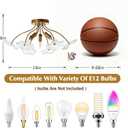 Luvkczc Semi Flush Mount Ceiling Light, Modern Gold Ceiling Light Fixture, Vintage Brass Lighting for Kitchen Entryway Hallway Bathroom Bedroom Foyer, 3 Light E12 Socket