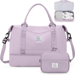 Weekender Bags for Women,Overnight Travel Duffel Bag with Shoes Compartment& Toiletry Bag,Extra Large(Purple) Weekender Bags for Women,Overnight Travel Duffel Bag with Shoes Compartment& Toiletry Bag,Extra Large(Purple)