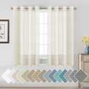 H.VERSAILTEX Linen Curtains Nickel Grommet Natural Linen Semi-Sheer Curtains 2 Panels Privacy Added Premium Soft Rich Material Drapes for Bedroom/Living Room - 52x54 - Inch - Ivory