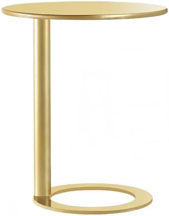 Modern C-Shaped Round Side Table for Living Room, Bedroom, and Office – Metal Coffee, and Bedside Table(Gold,18.9 * 18.9 * 27.2in)