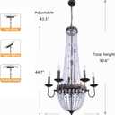 Wellmet French Empire Crystal Chandelier, 12-Light Vintage Crystal Chandelier, 25 Long Road French Farmhouse Pendant Light, for Foyer, Hallway, Dining Room, Entryway, Drawing Room