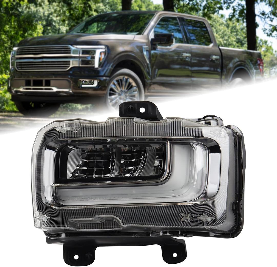 LED DRL Fog Light Lamp Assembly Compatible for 2024 2025 Ford F150 F-150 King Ranch/Platinum Left Driver Side RL3Z15201A