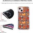 Fall Leaves Pumpkin Acorns Case Compatible with iPhone 15 Plus, Aesthetic Autumn Halloween Case for iPhone 15 Plus for Teens Men and Women, Cool TPU Bumper Phone Case Cover