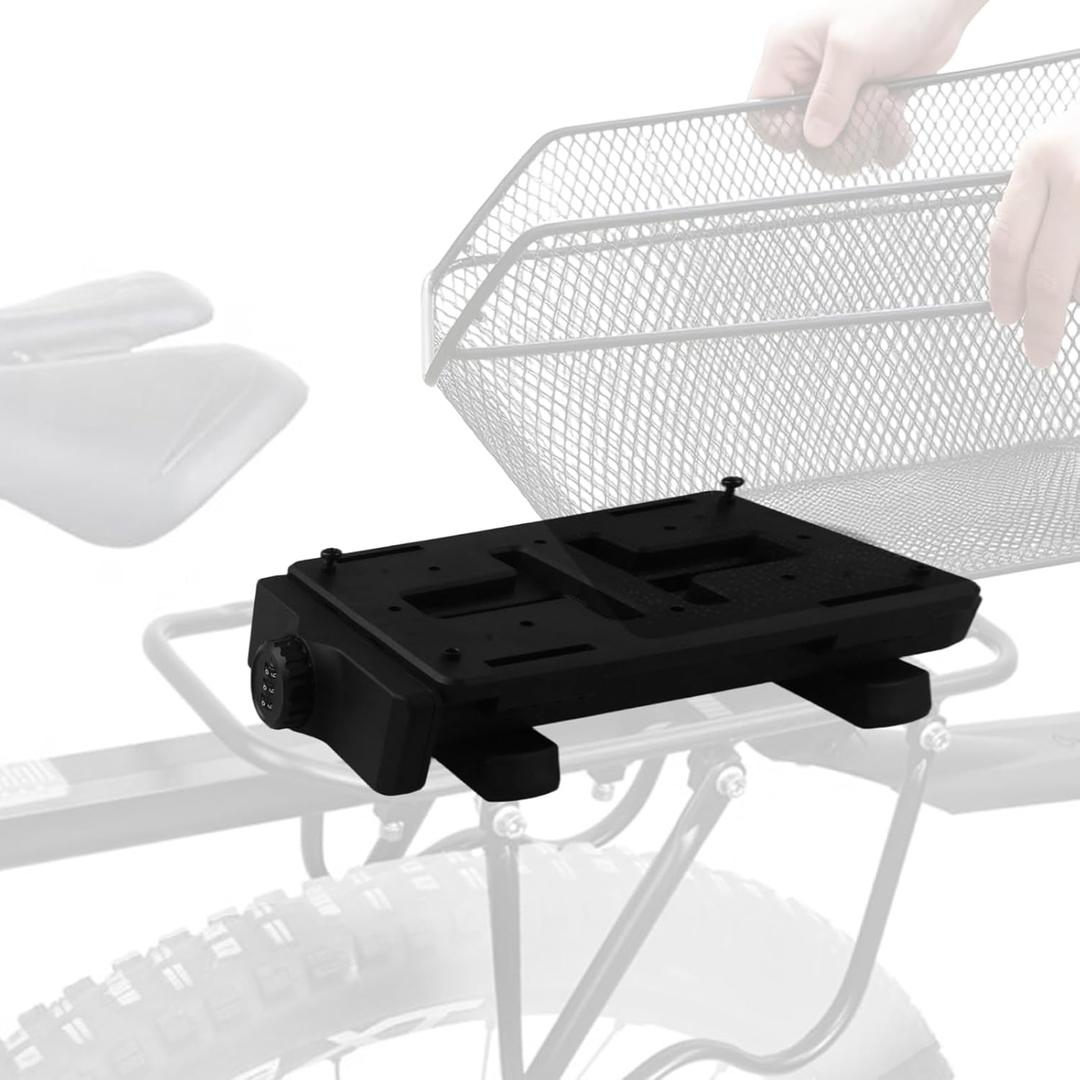 Quick-Release Bike Adapter Plate Set with Lock, Universal Fit for Rear Luggage Carrier Plate, Modular Mounting System for Bags, Crates, Pets, Commuter & Delivery Use