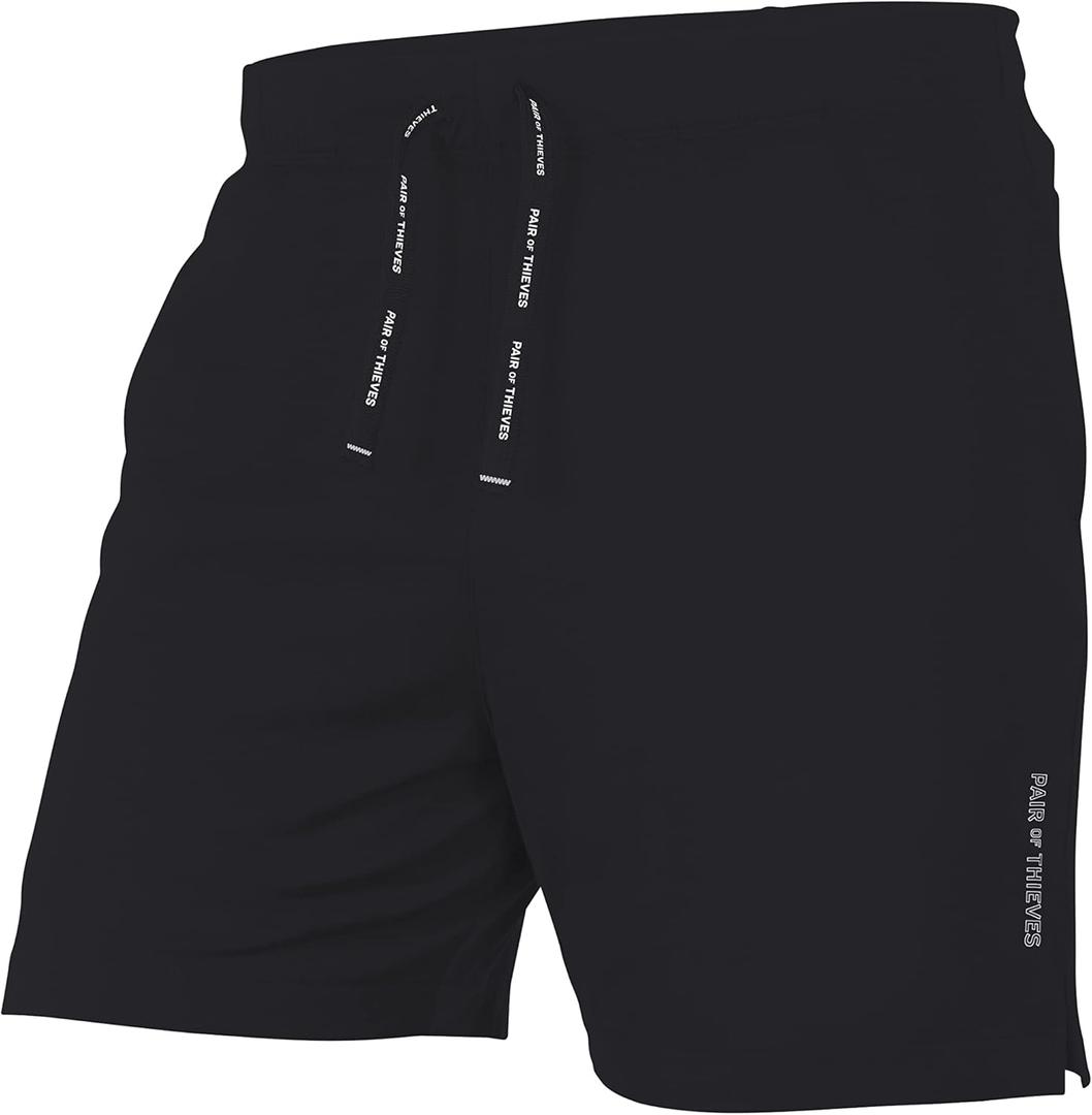 Pair of Thieves Men's Off Duty Tapered Super Soft Lounge Shorts - Cotton Modal Blend Shorts (Black, Large)