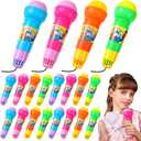 Woanger 20 Pieces Echo Microphone Toy Play Microphones for Kids Bulk Fun Voice Amplifying Multicolored Retro Battery Free Speech Therapy Toys for Singing Gifts, 4 Colors, 7.5 x 2.2 Inch