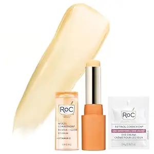 RoC Multi Correxion Revive + Glow Eye Balm with Vitamin C (0.14 oz) + Retinol Eye Cream Packette